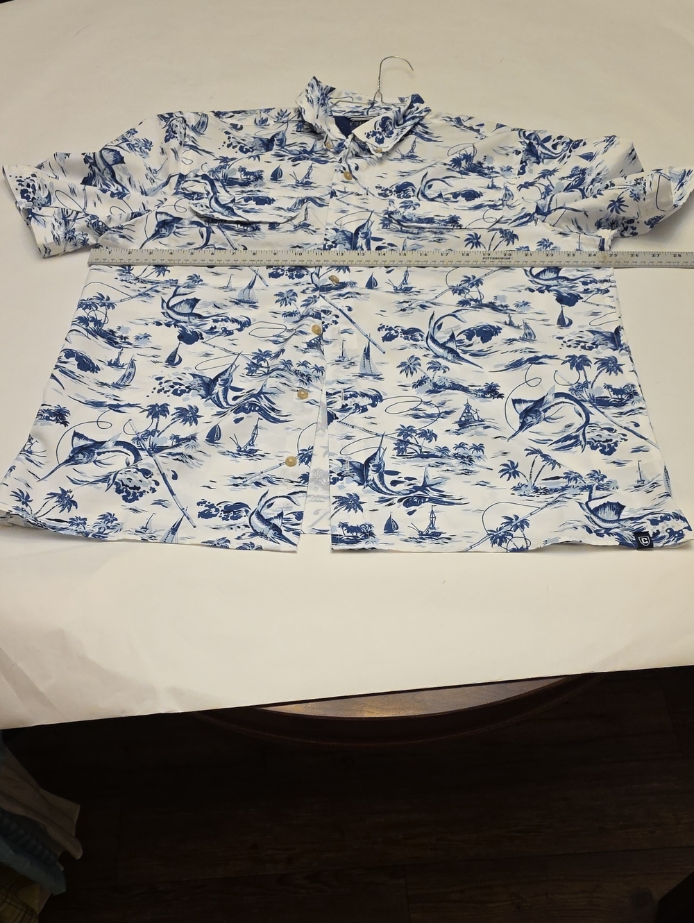 Chaps White & Blue Island Print Button-Down Shirt